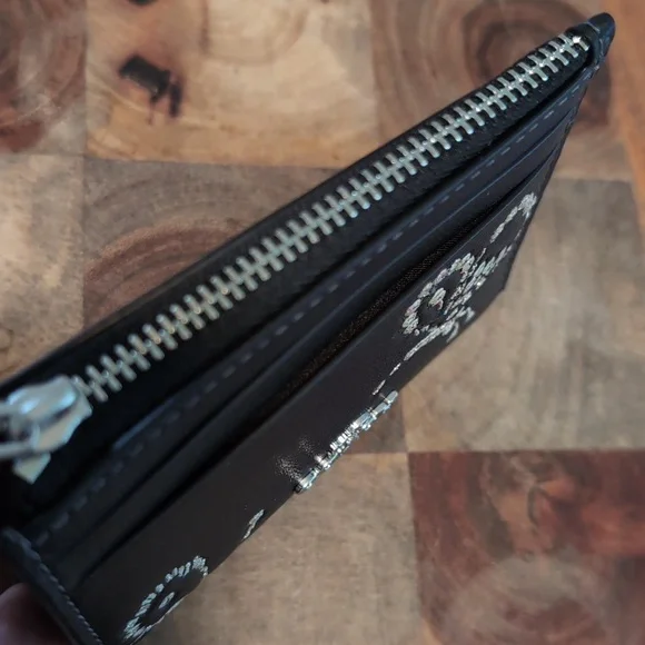 Coach Skinny Mini Smooth Leather Embroidered Butterfly Zip Close ID Case Nwt ❤️ - Picture 9 of 11
